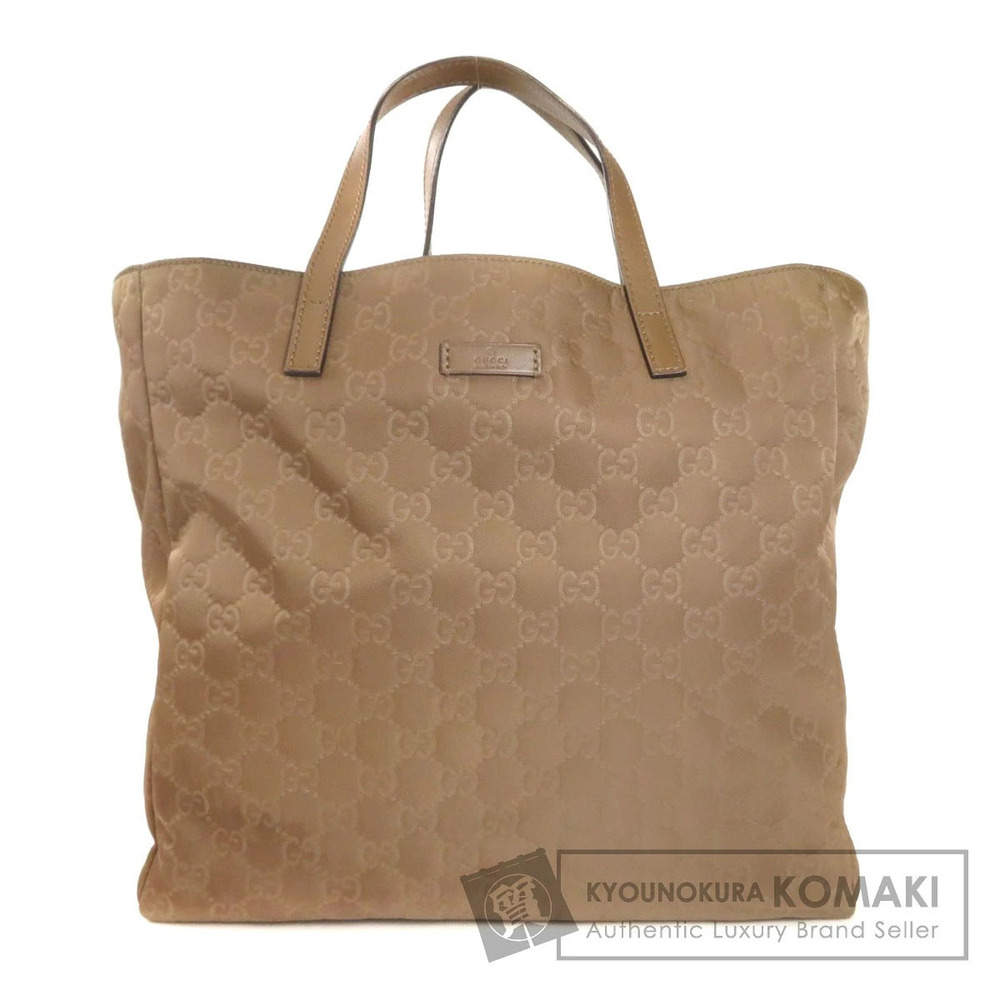 Gucci brown leather bag trim canvas tote GG - Picture 2 of 11
